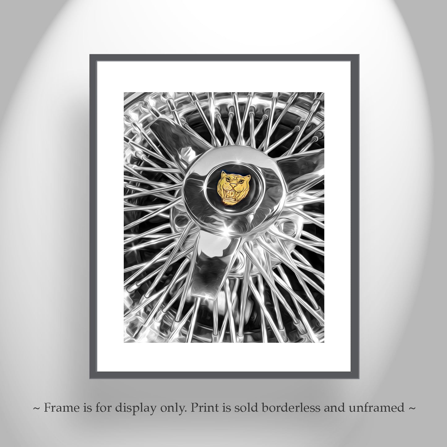 Jaguar Car Wire Wheel Print as Automotive Wall Decor