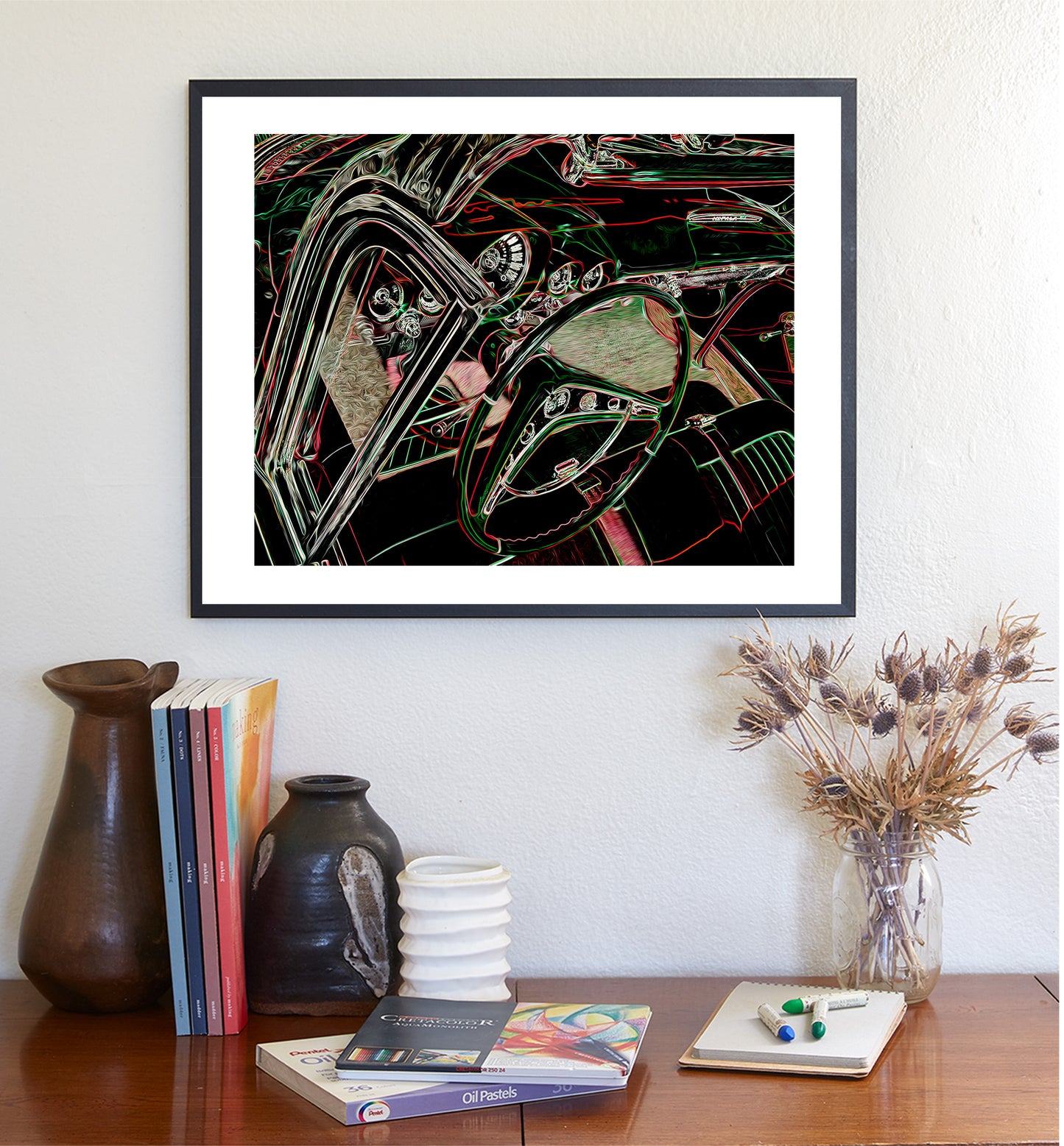 Chevy Impala Convertible Art Print as Abstract Mancave Wall Decor