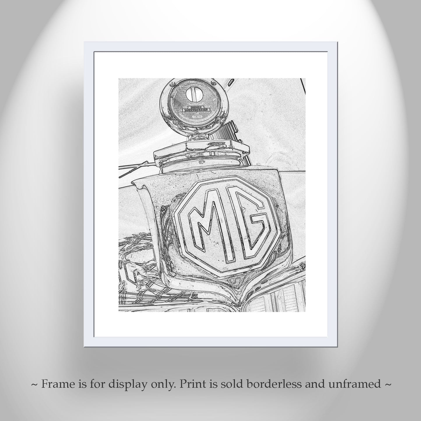MG Car Classic English Automotive Art Gift in Black and White