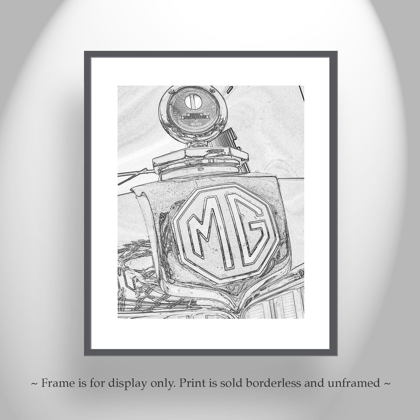 MG Car Classic English Automotive Art Gift in Black and White