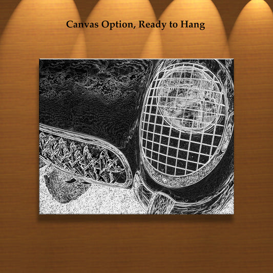 Corvette Black & White Abstract Art – Man Cave Wall Decor