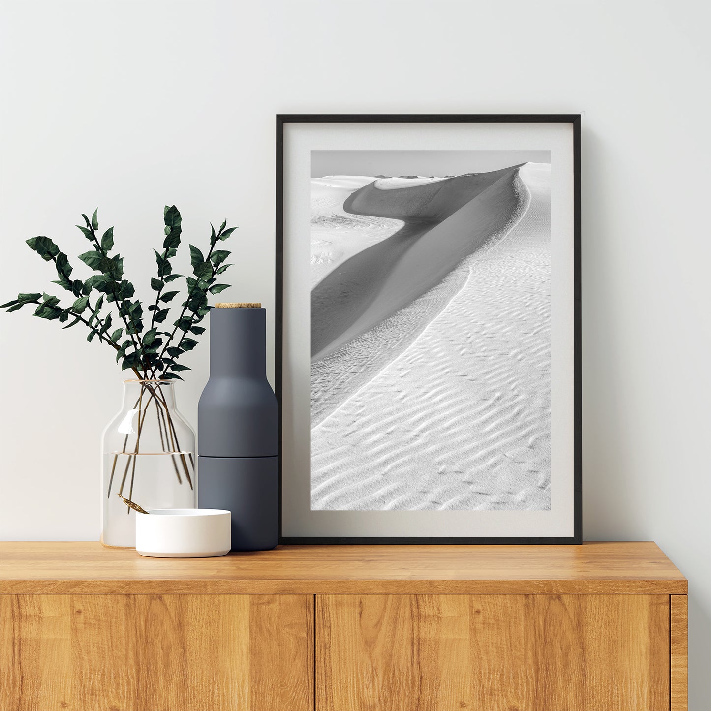 White Sands New Mexico Desert Landscape in Black and White | Minimalist Elegant Nature Wall Decor Gift