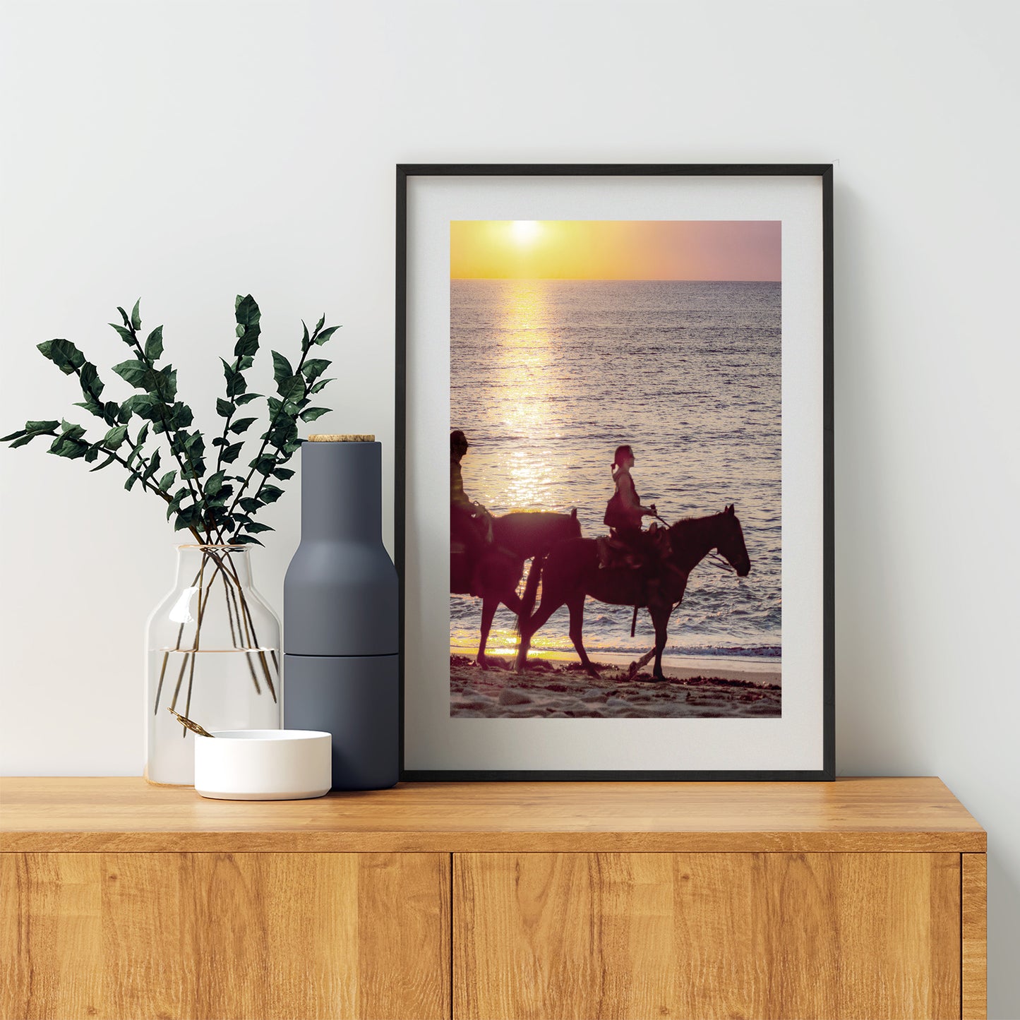 Horse Riding on Beach at Block Island | Ocean Sunset Artwork