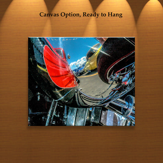 Vintage Hot Rod Car Photo with Lots of Chrome in Abstract