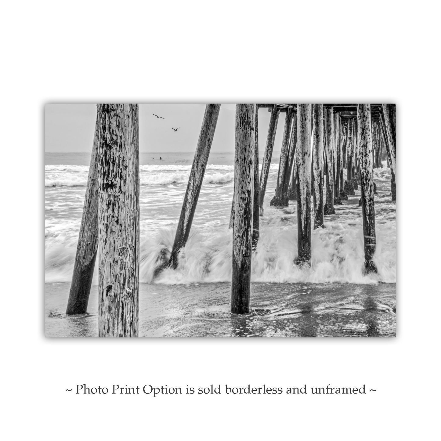 San Diego Wall Art with Imperial Beach Pier in Black and White | Southern California Home Decor Gift