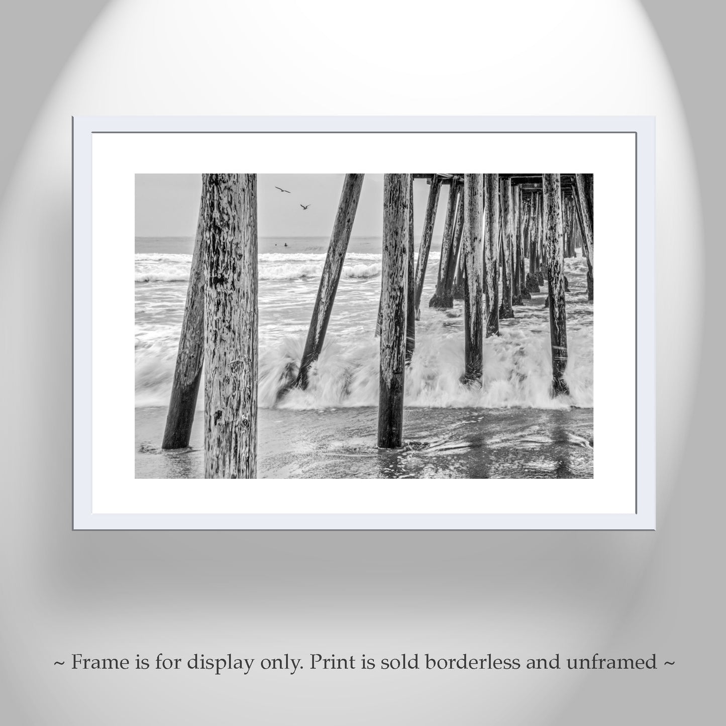San Diego Wall Art with Imperial Beach Pier in Black and White | Southern California Home Decor Gift