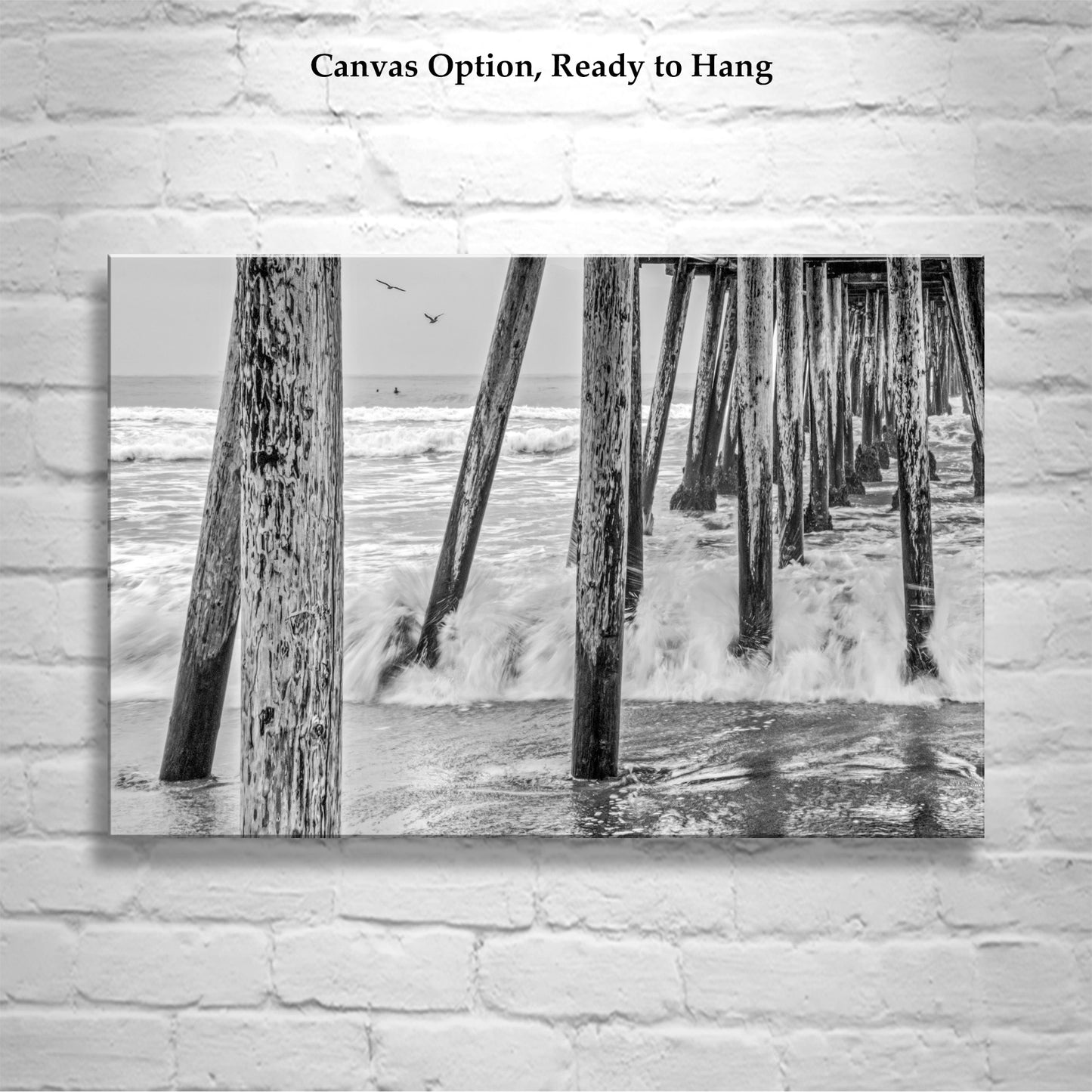 San Diego Wall Art with Imperial Beach Pier in Black and White | Southern California Home Decor Gift