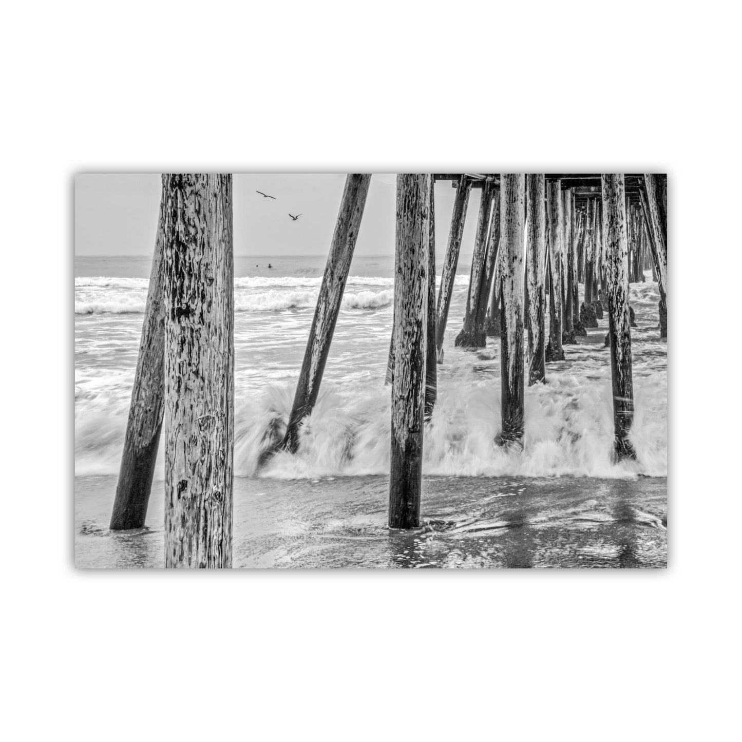 San Diego Wall Art with Imperial Beach Pier in Black and White | Southern California Home Decor Gift