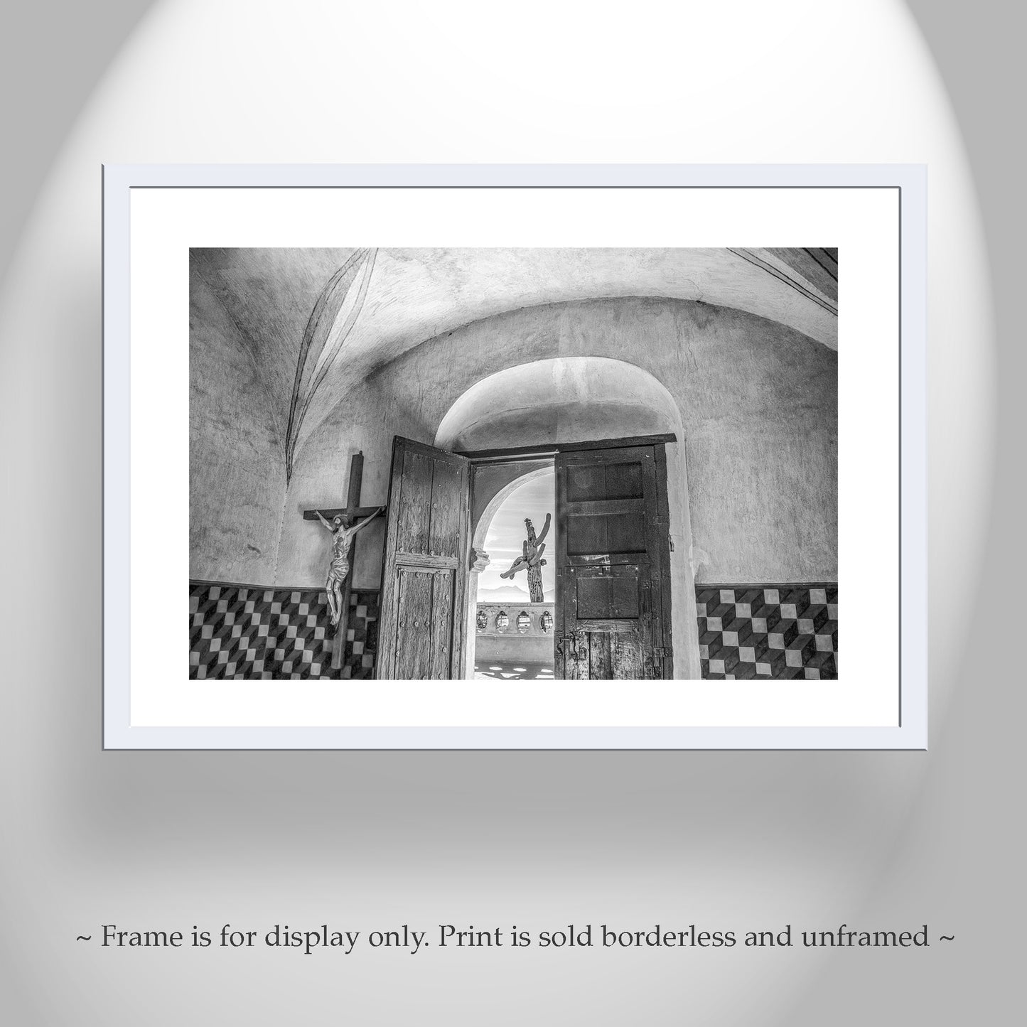 Black and White Historic Church Art at San Xavier Mission Tucson