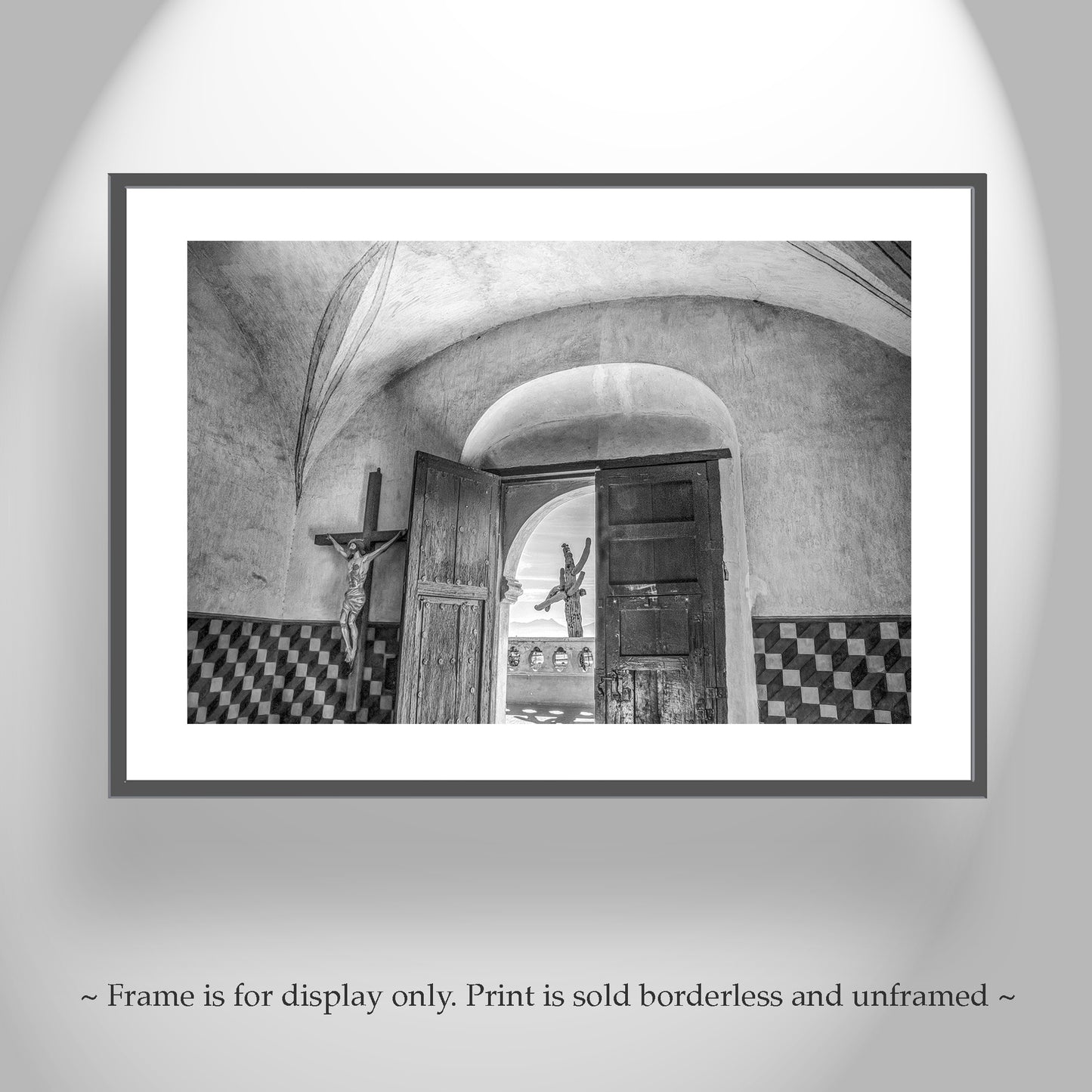 Black and White Historic Church Art at San Xavier Mission Tucson