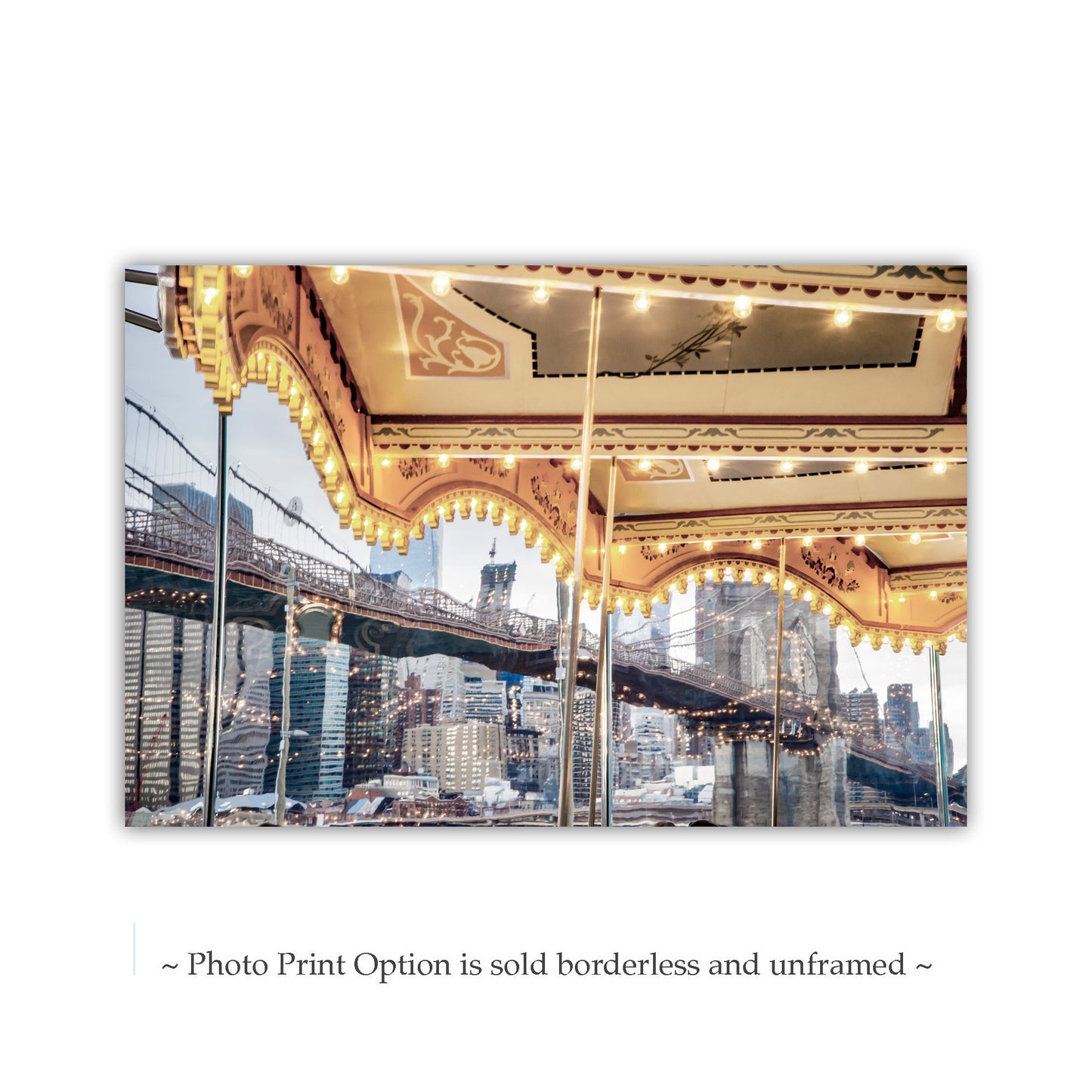 Janes Carousel and Brooklyn Bridge New York City Art Photography Print | NYC Gift Merry Go Round