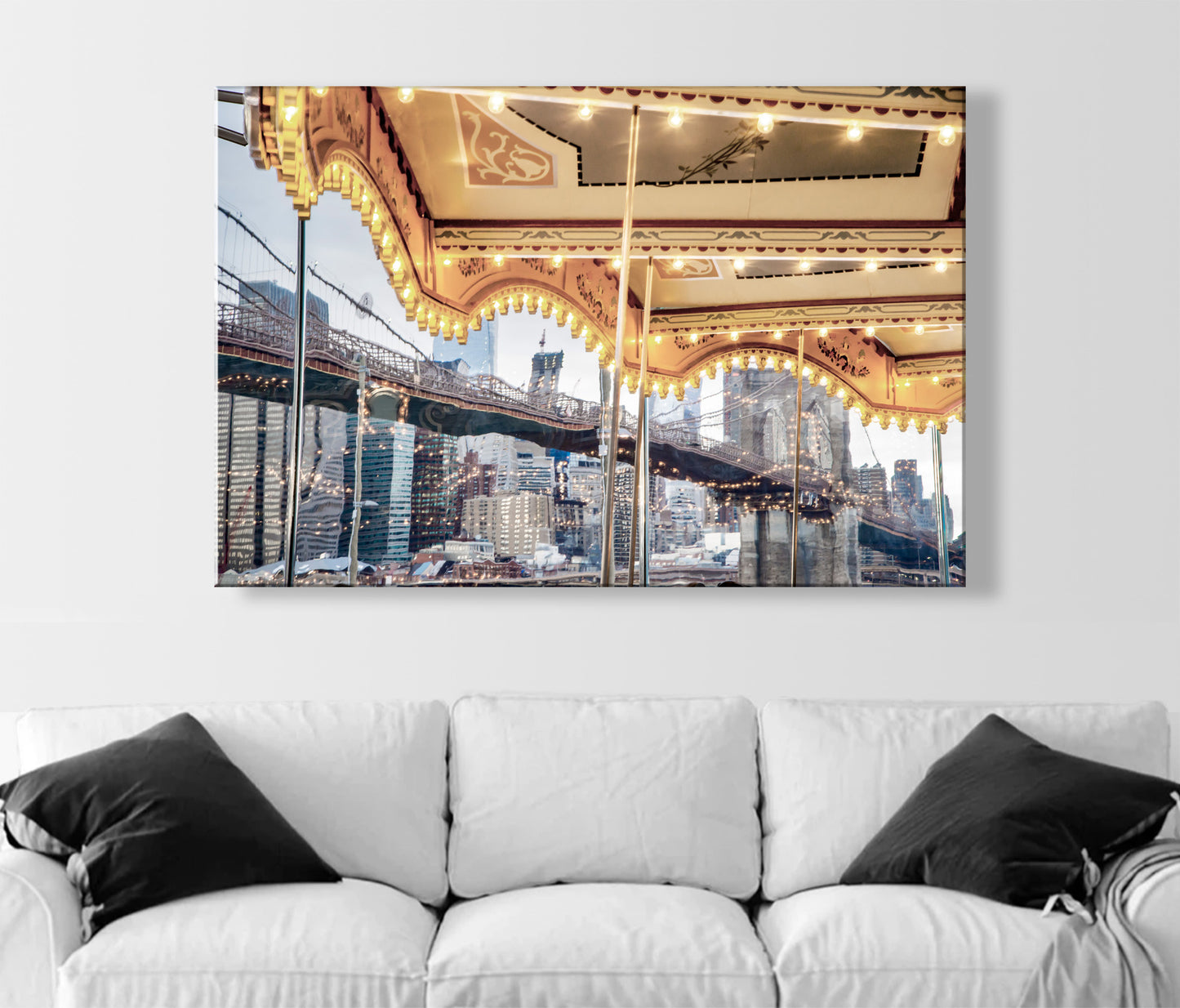 Janes Carousel and Brooklyn Bridge New York City Art Photography Print | NYC Gift Merry Go Round