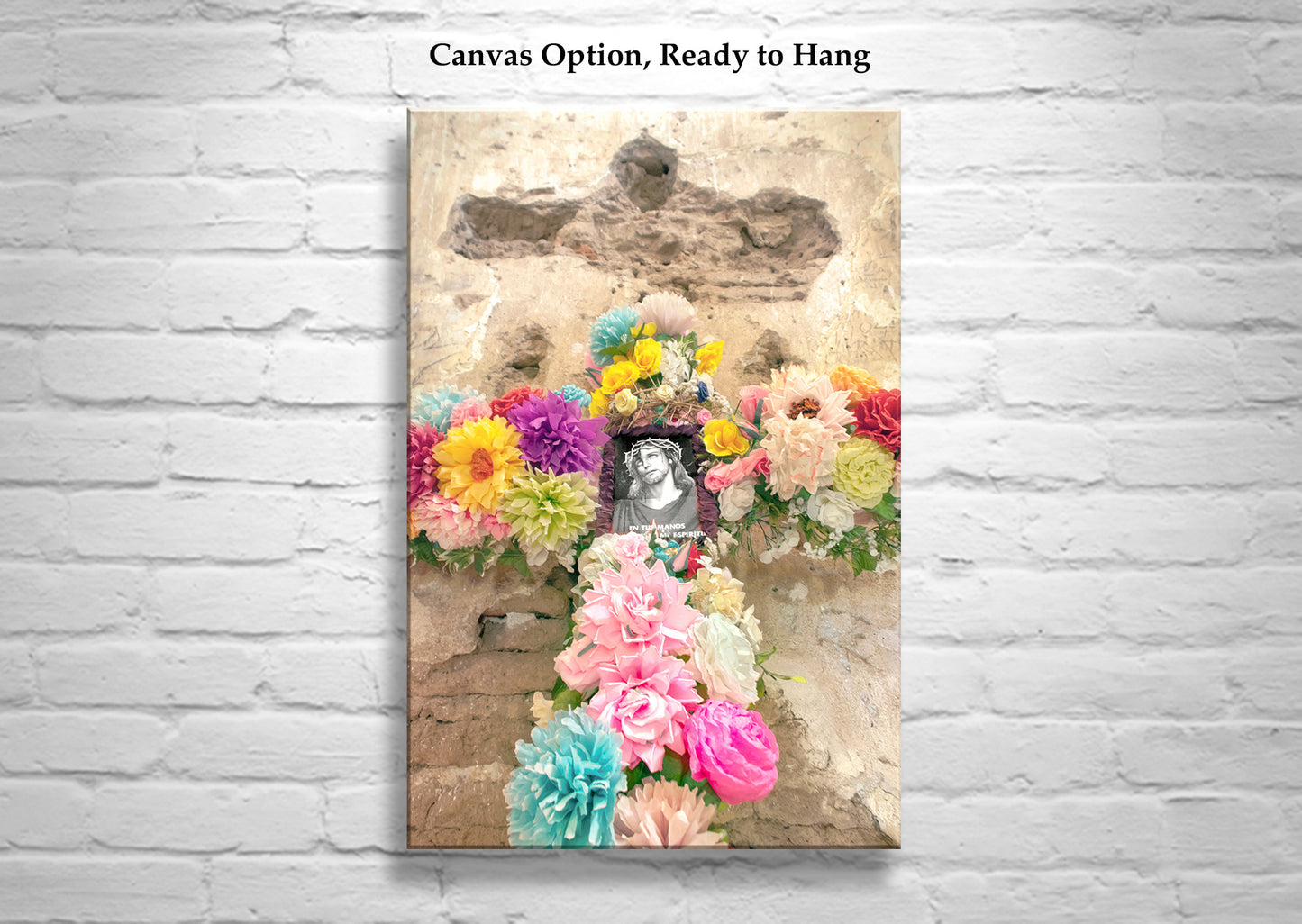 Floral Cross with Jesus | Hispanic Religious Art Print at Tumacacori Az