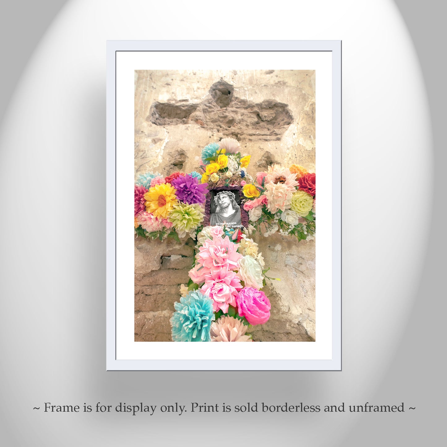 Floral Cross with Jesus | Hispanic Religious Art Print at Tumacacori Az