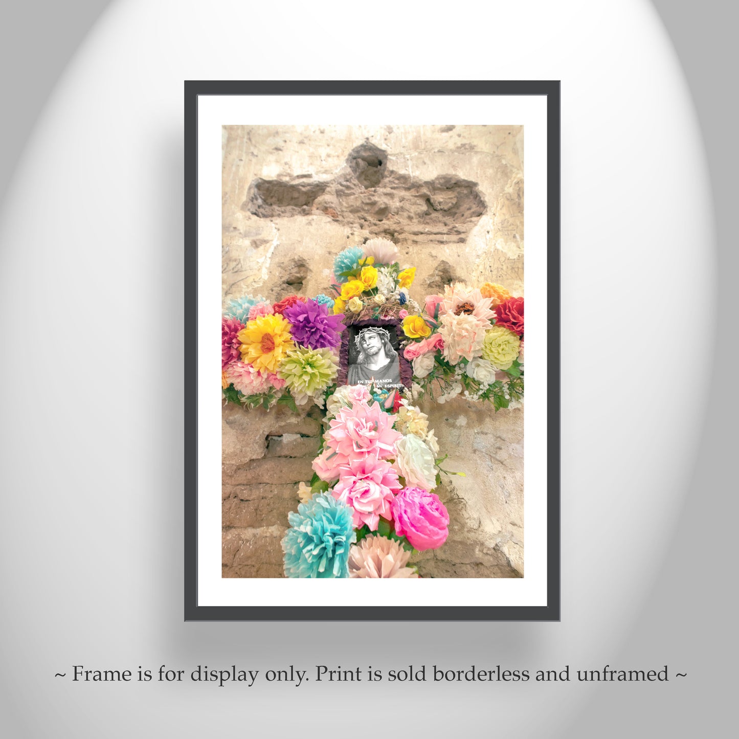 Floral Cross with Jesus | Hispanic Religious Art Print at Tumacacori Az