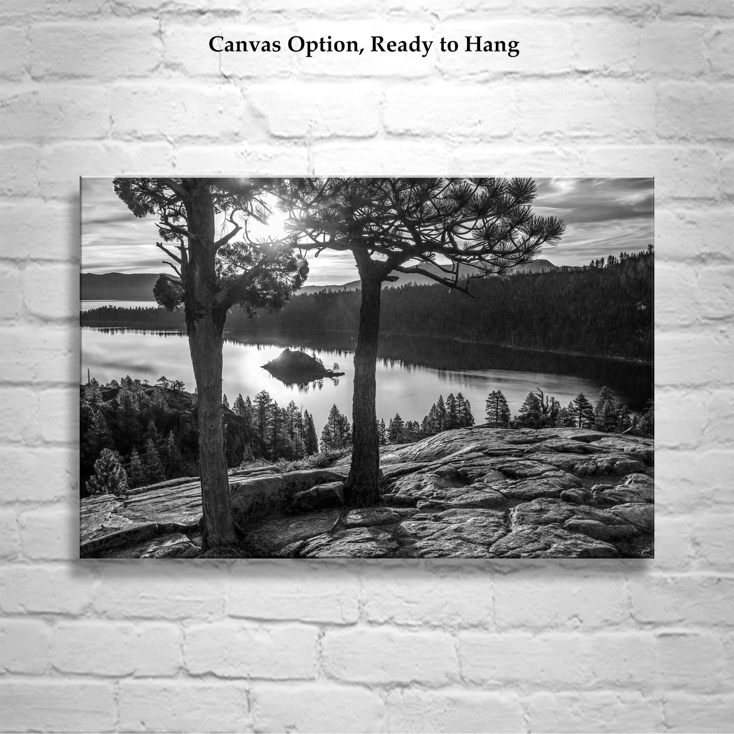 Black and White Lake Tahoe Photograph at Emerald Bay | Sierra Nevada Mountains Wall Art for Home or Office