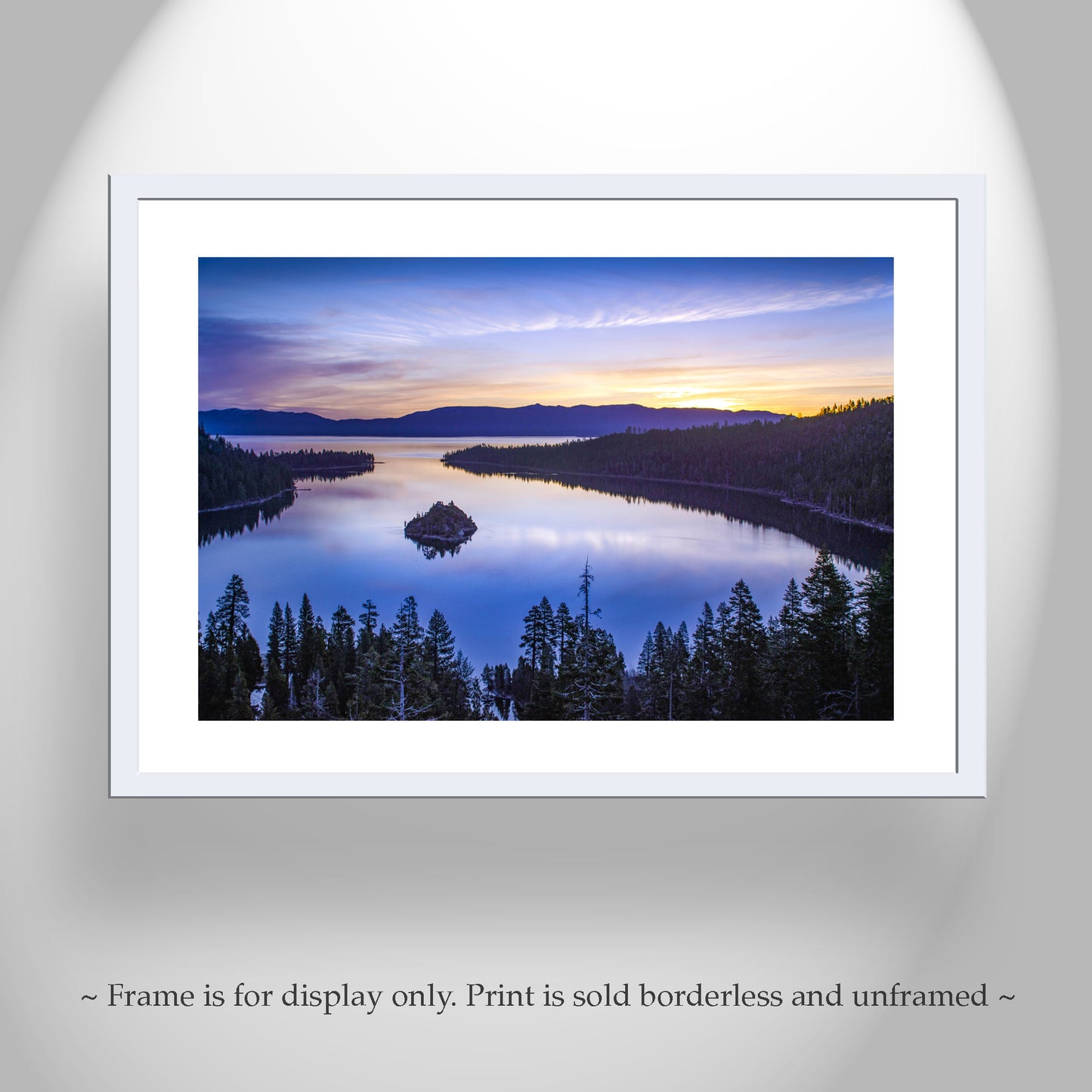 Emerald Bay Sunrise at Lake Tahoe | Sierra Nevada Mountains | Framed Canvas or Photography Print Gift for Home or Office