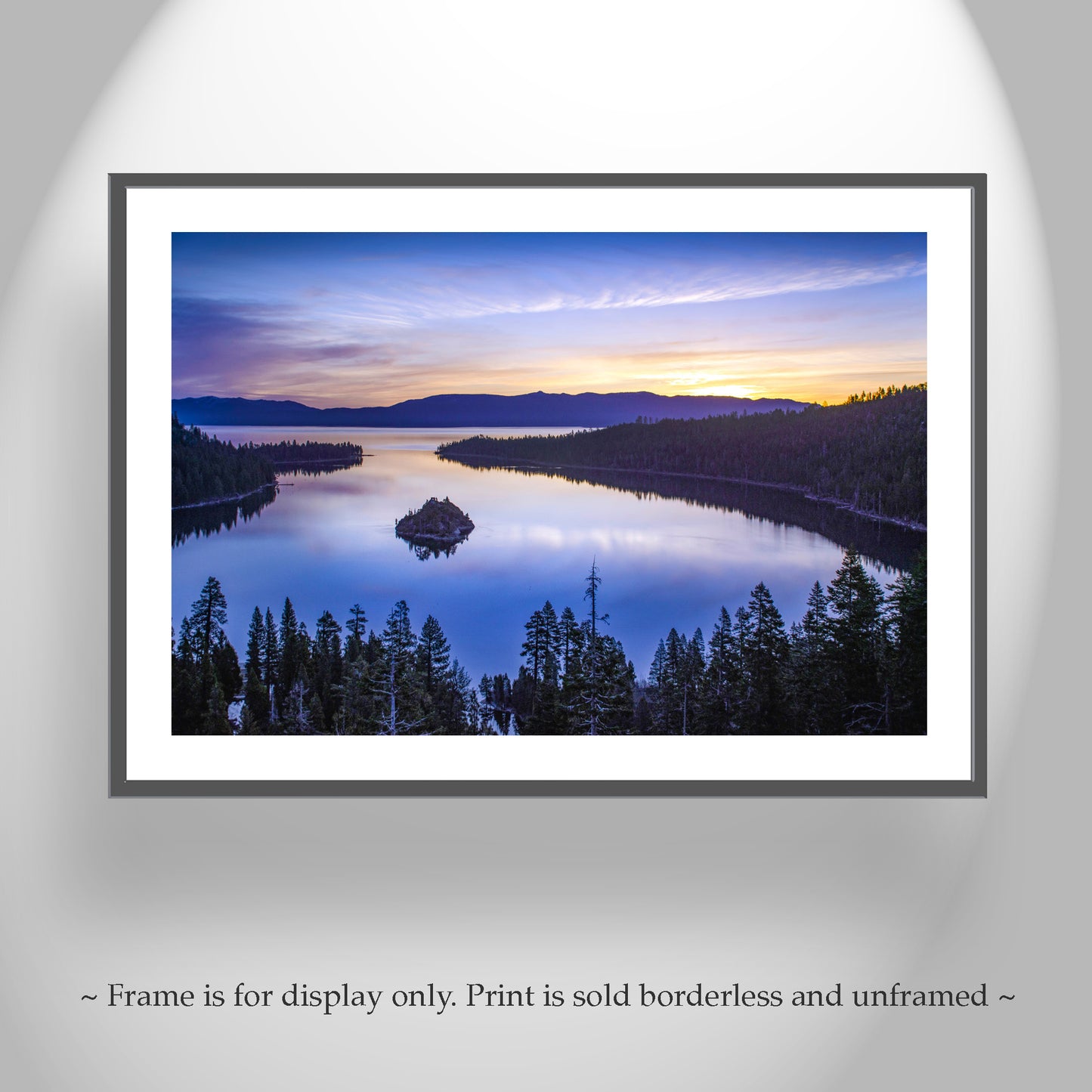 Emerald Bay Sunrise at Lake Tahoe | Sierra Nevada Mountains | Framed Canvas or Photography Print Gift for Home or Office