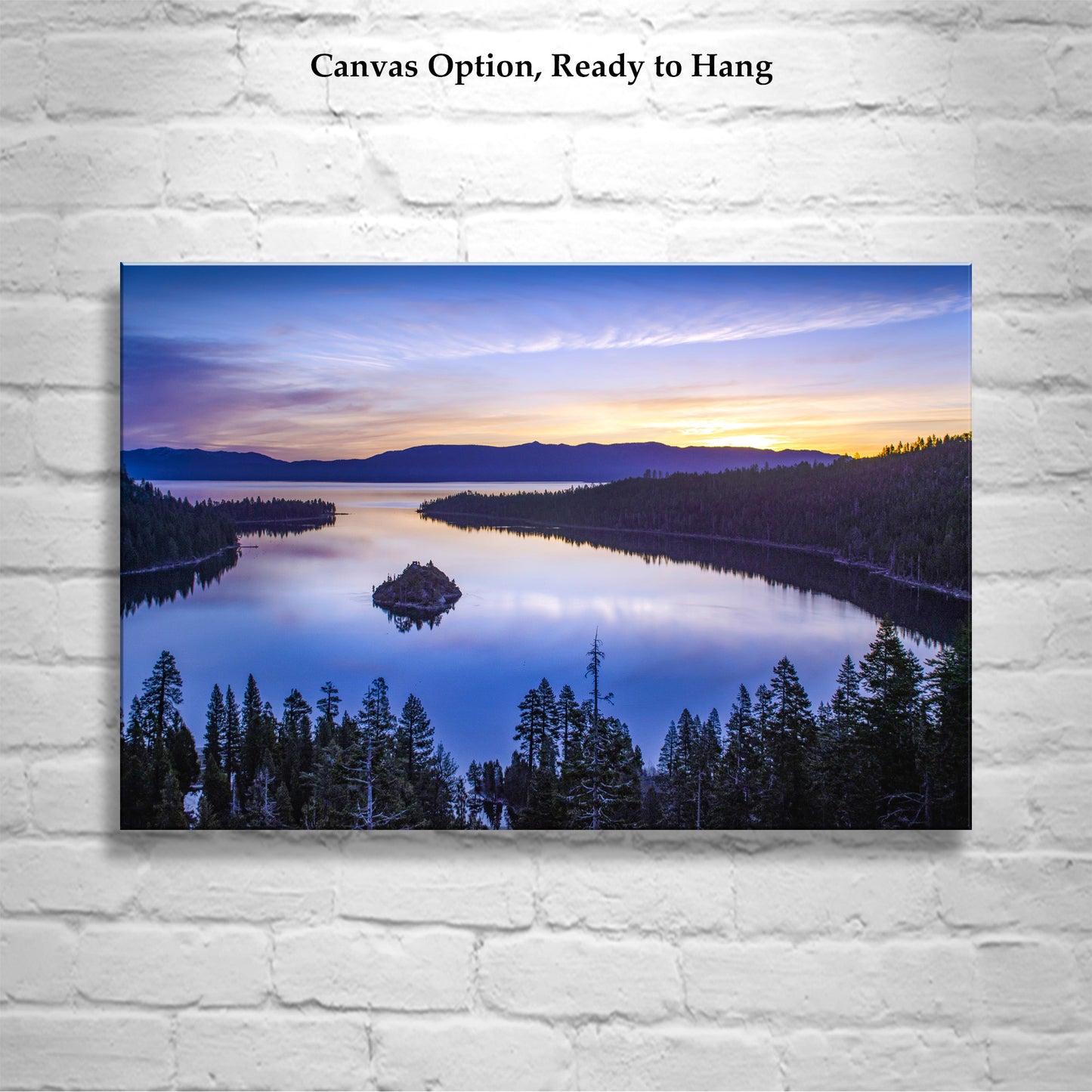 Emerald Bay Sunrise at Lake Tahoe | Sierra Nevada Mountains | Framed Canvas or Photography Print Gift for Home or Office
