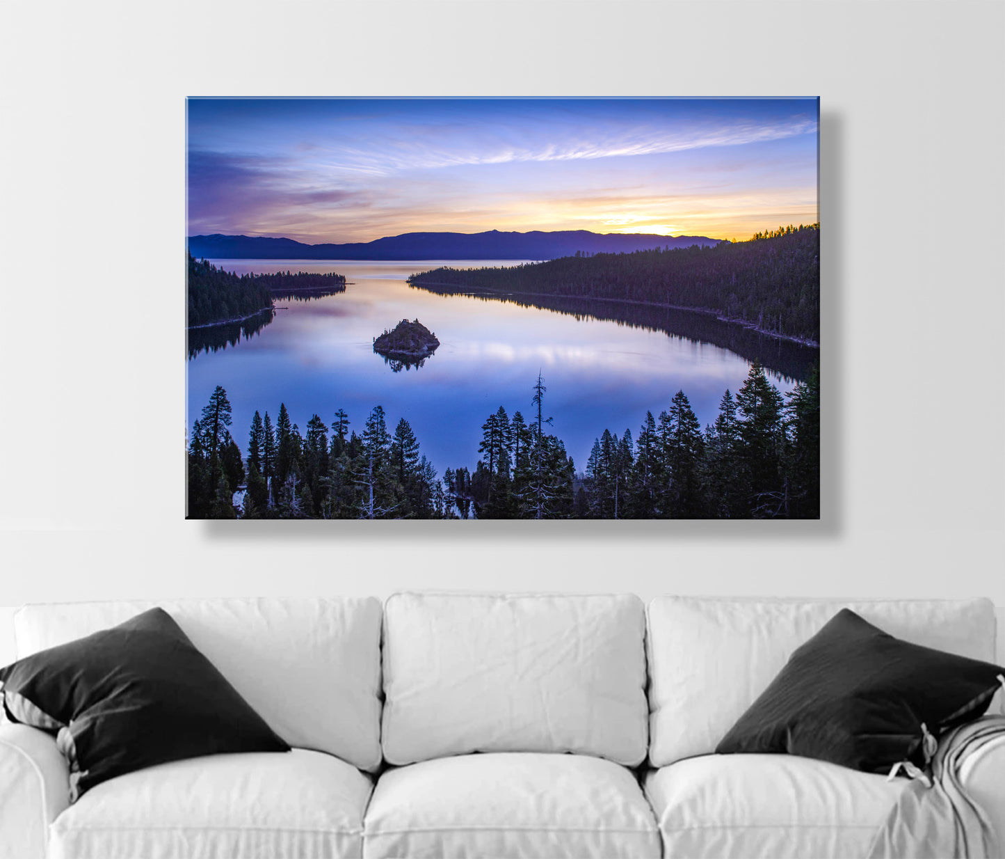 Emerald Bay Sunrise at Lake Tahoe | Sierra Nevada Mountains | Framed Canvas or Photography Print Gift for Home or Office