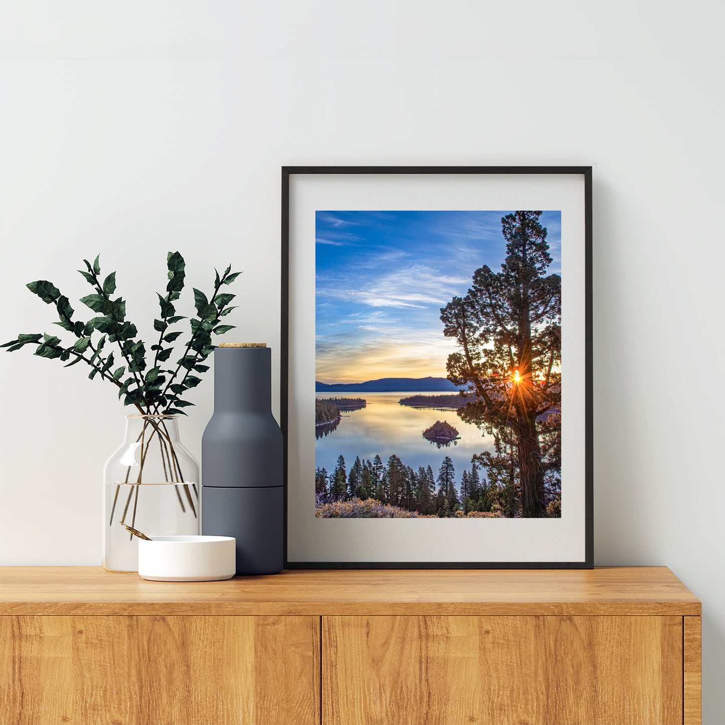 Lake Tahoe Art Photo Print with Emerald Bay Sunrise | Rustic Mountain Photography Gift