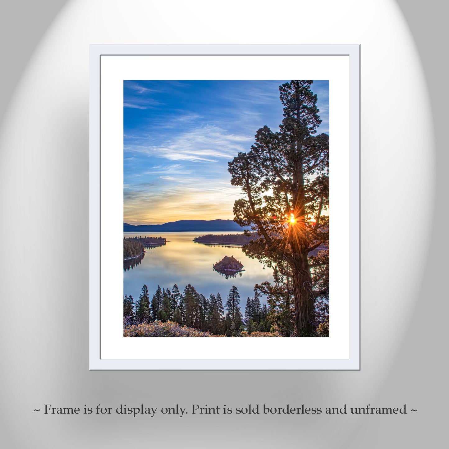 Lake Tahoe Art Photo Print with Emerald Bay Sunrise | Rustic Mountain Photography Gift