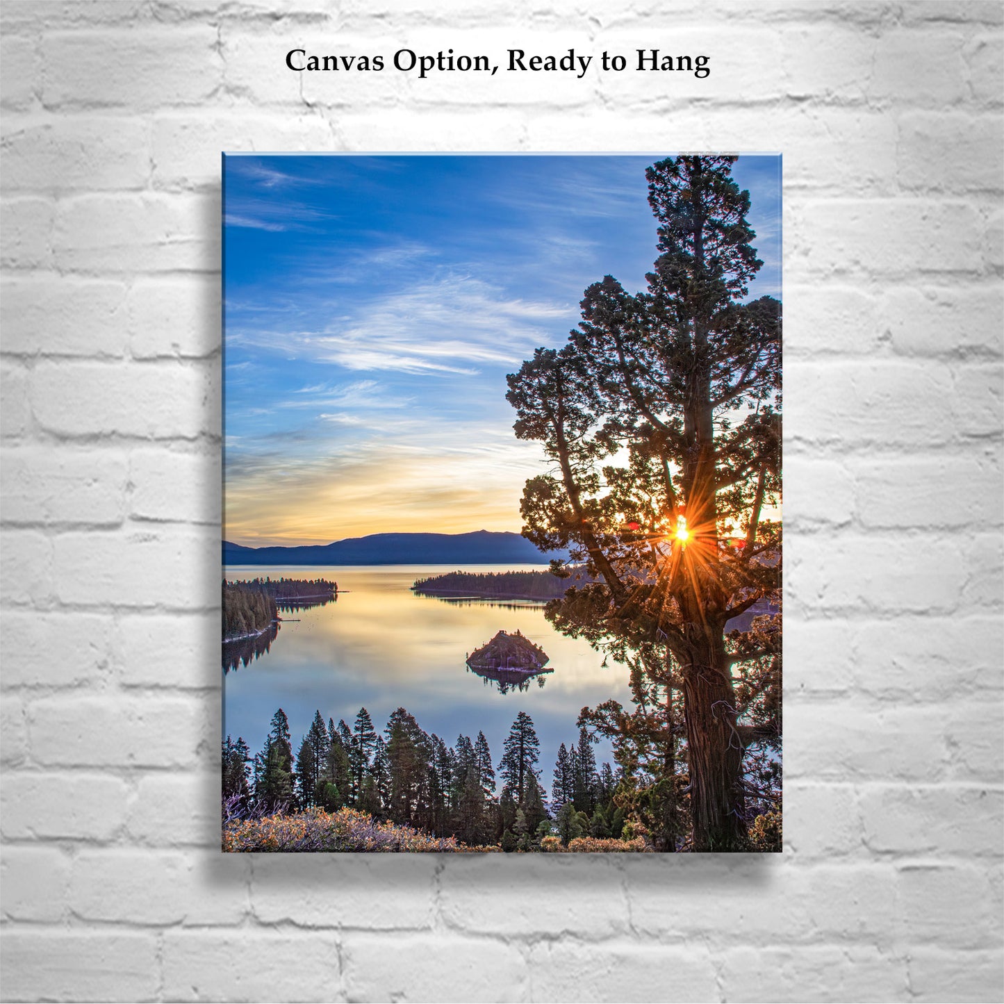 Lake Tahoe Art Photo Print with Emerald Bay Sunrise | Rustic Mountain Photography Gift