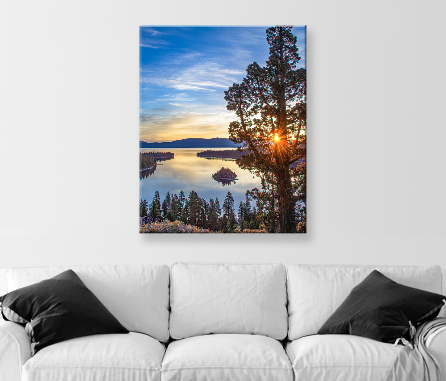 Lake Tahoe Art Photo Print with Emerald Bay Sunrise | Rustic Mountain Photography Gift