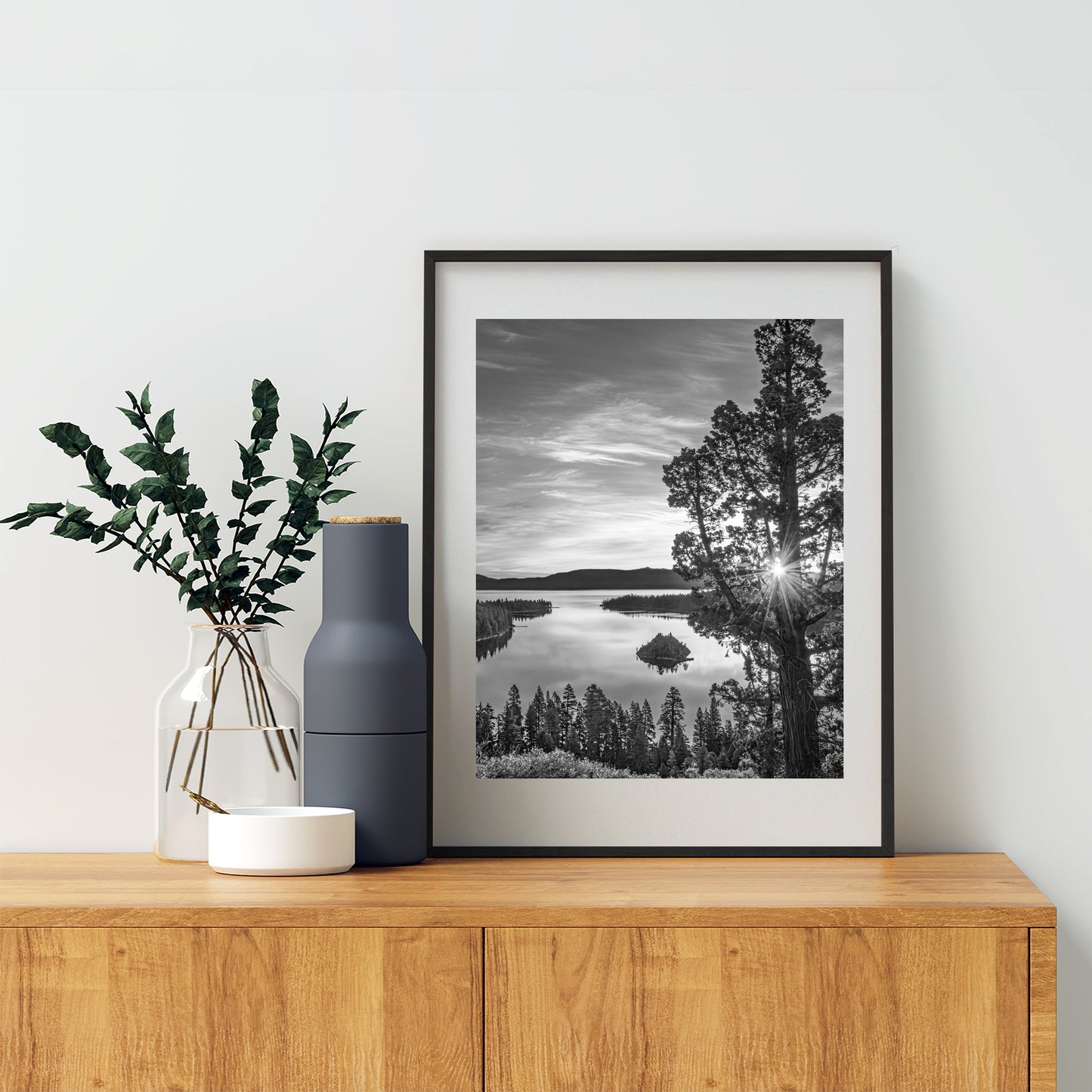 Black and White Photo of Lake Tahoe with Emerald Bay Sunrise | Fine Art Print of Sierra Nevada for Home