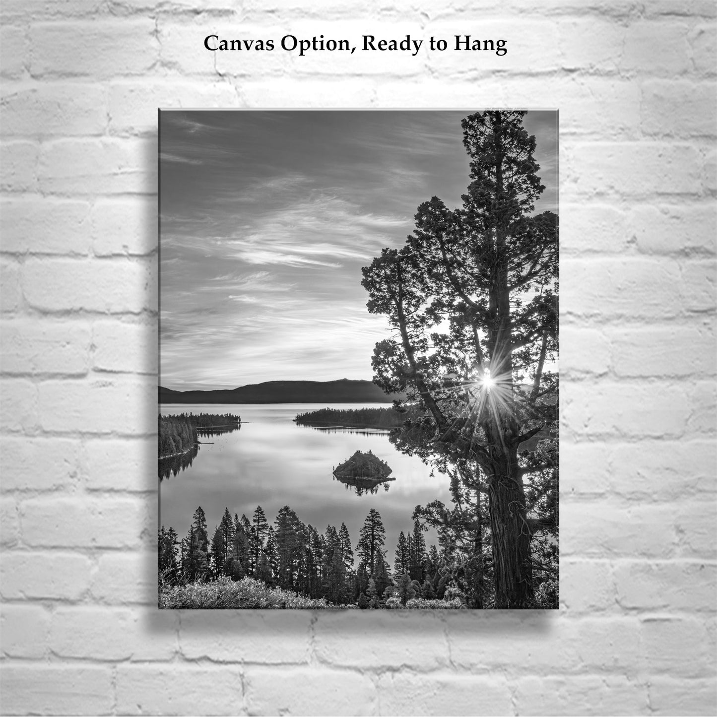 Black and White Photo of Lake Tahoe with Emerald Bay Sunrise | Fine Art Print of Sierra Nevada for Home