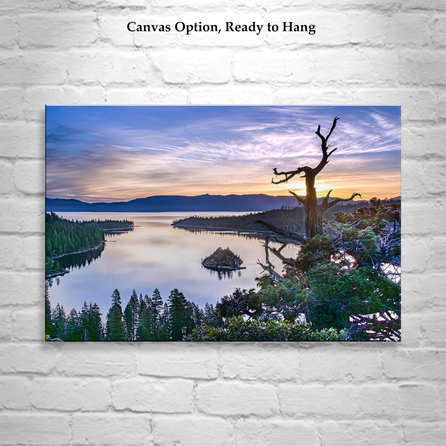 Lake Tahoe Sunrise Landscape Art Print with Emerald Bay with Ponderosa Pine Forest | Tahoe Photography Gift