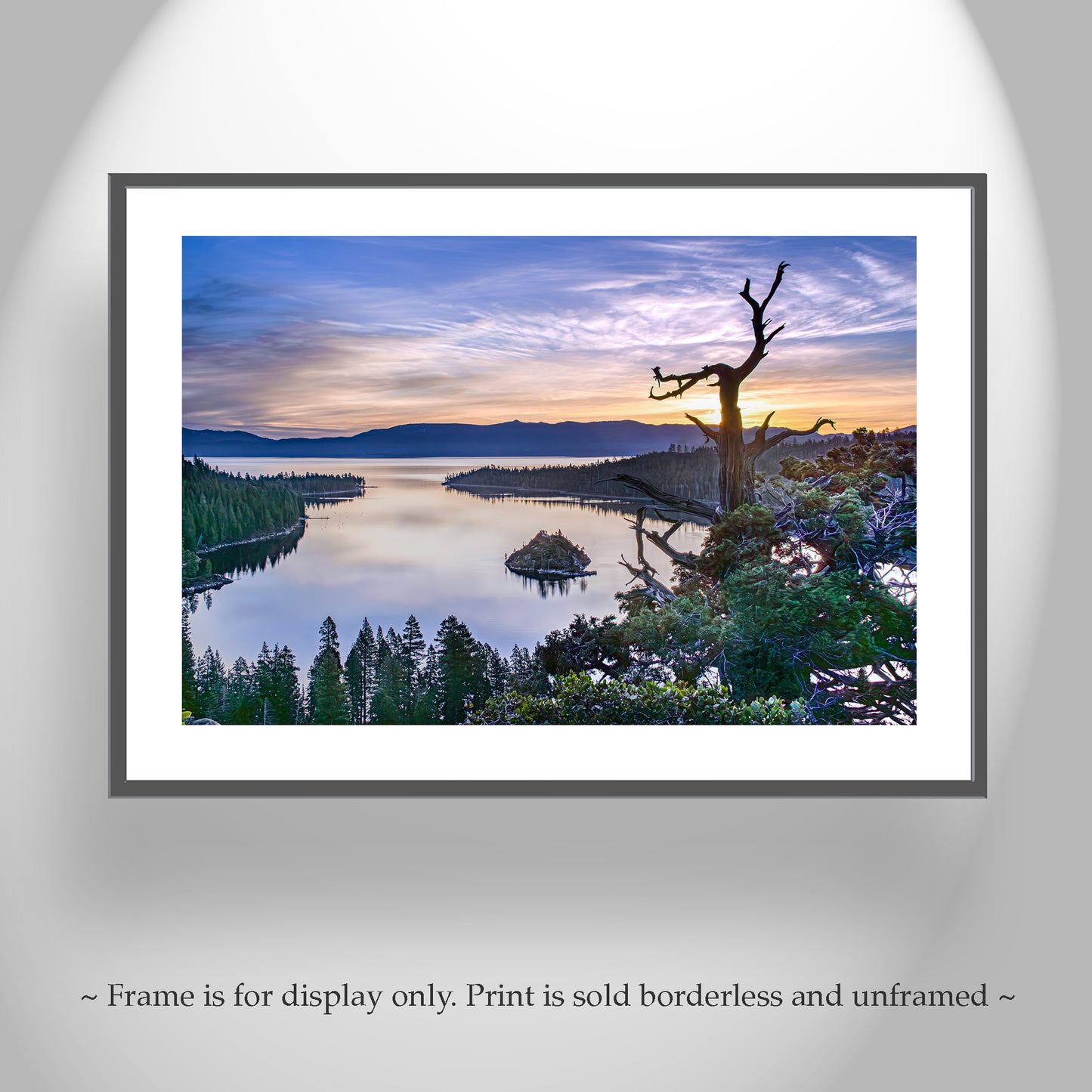 Lake Tahoe Sunrise Landscape Art Print with Emerald Bay with Ponderosa Pine Forest | Tahoe Photography Gift