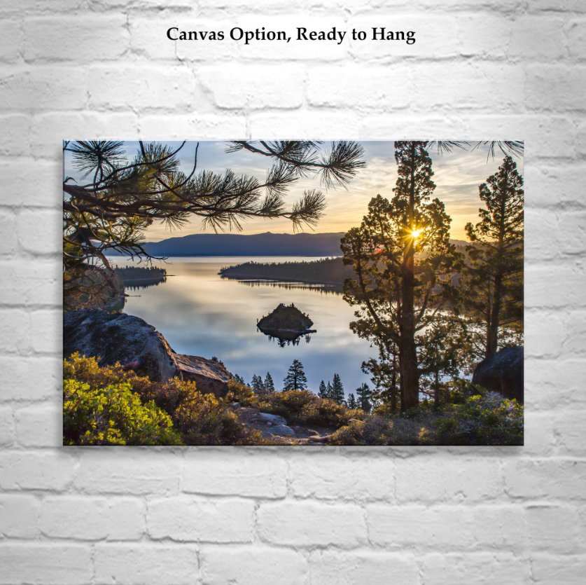 Lake Tahoe Art Photography Print with Emerald Bay | Sierra Nevada Sunrise Wall Decor Gift for Home or Office