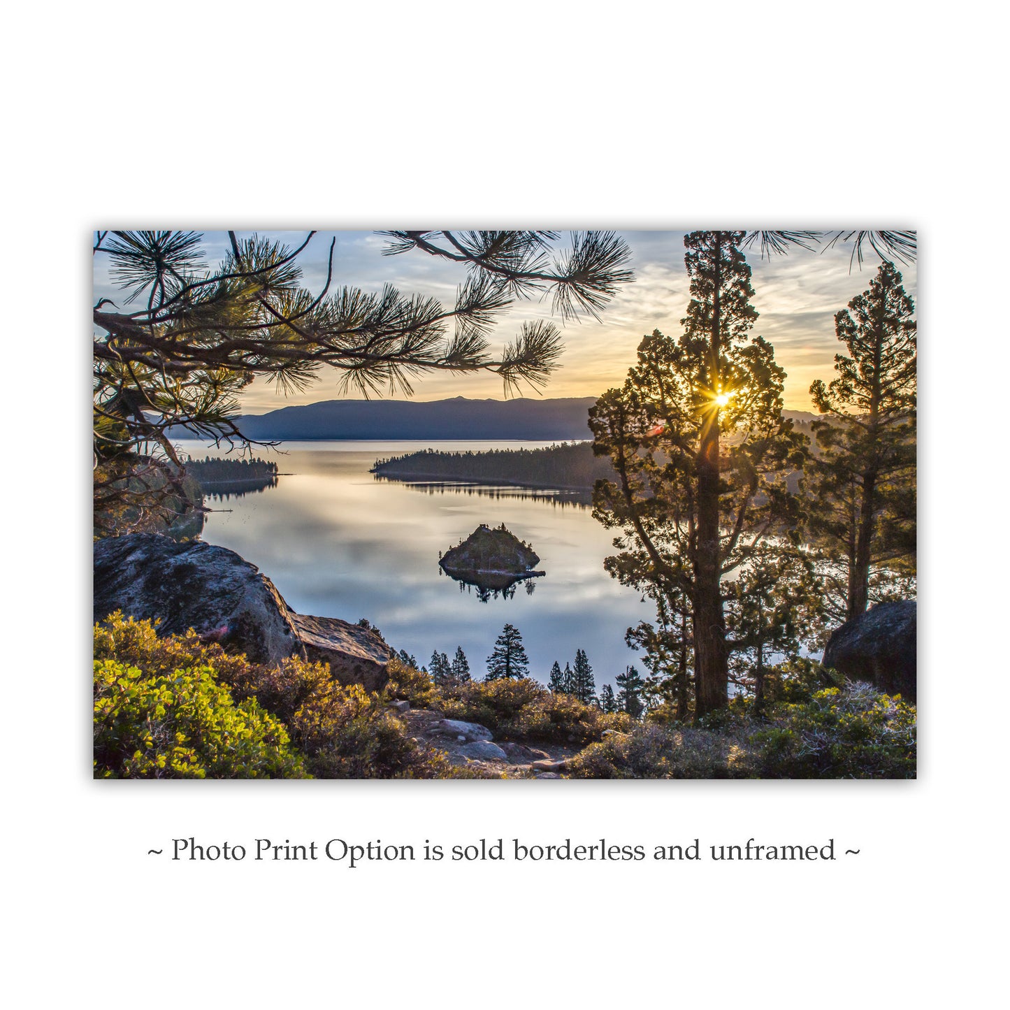Lake Tahoe Art Photography Print with Emerald Bay | Sierra Nevada Sunrise Wall Decor Gift for Home or Office