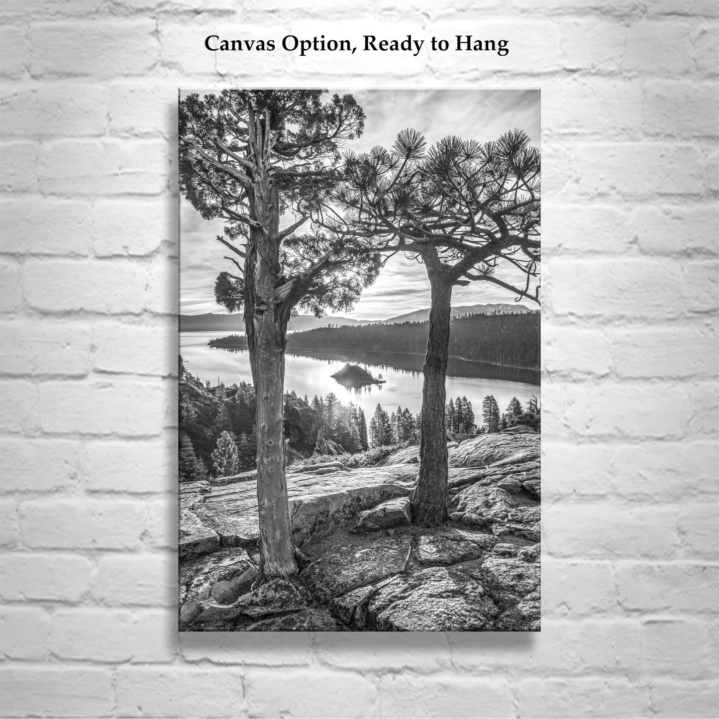 Sierra Tahoe Black and White Print with Emerald Bay as Wall Decor for Home | Lake Tahoe Gift Art