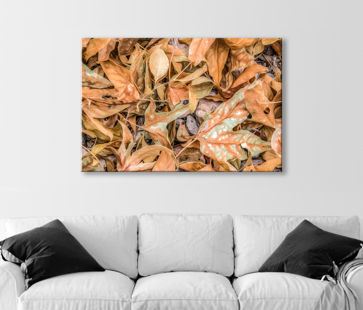 Autumn Leaves Nature Decor on Framed Canvas Print