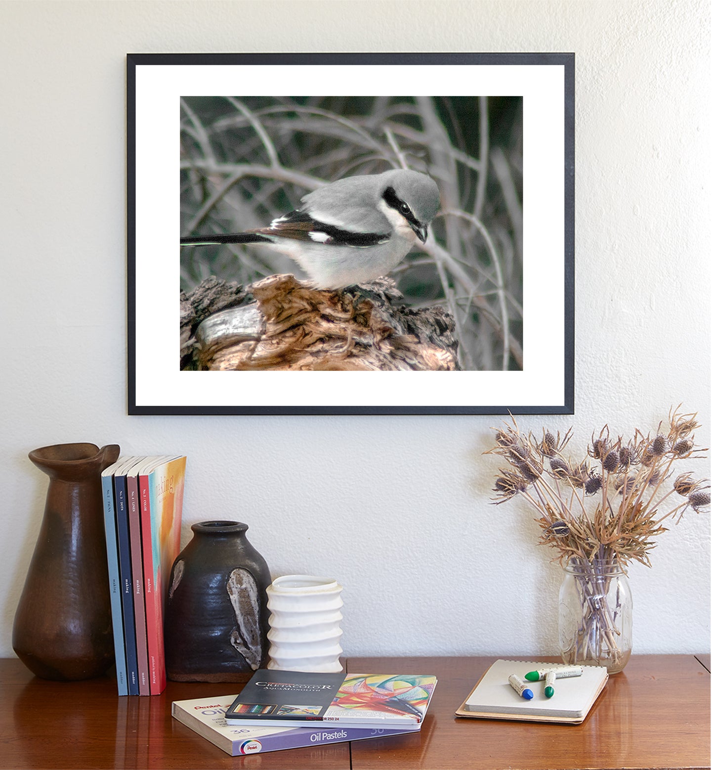 Loggerhead Shrike Bird Art Print as Avian Wall Decor | Arivaca Cienega