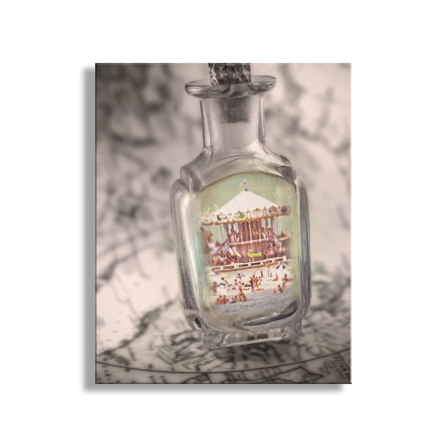 Lacanau France Beach Carousel as Dreamy Art in a Magic Bottle