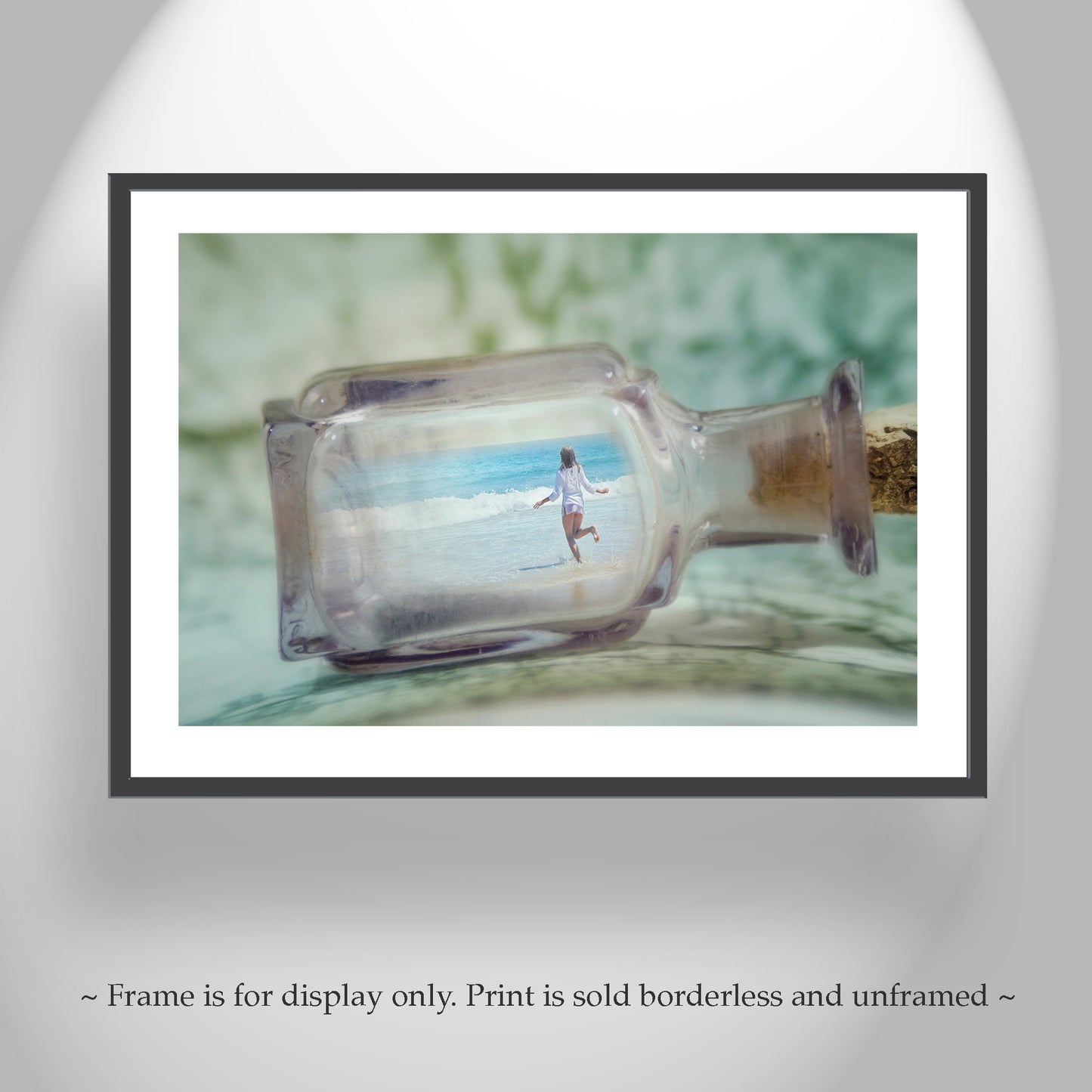 French Beach Fantasy Art Print with Girl on Beach
