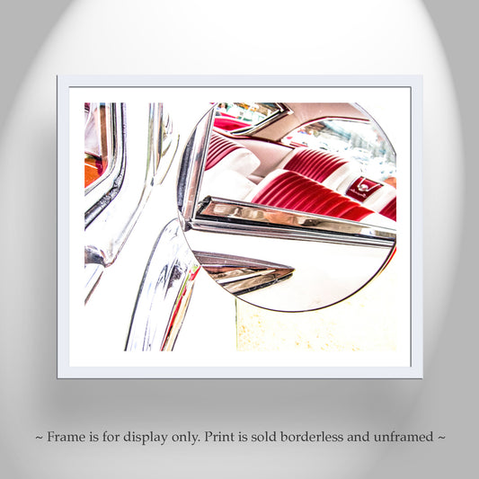 Vintage 1955 Cadillac Red & White Abstract Art Print Gift