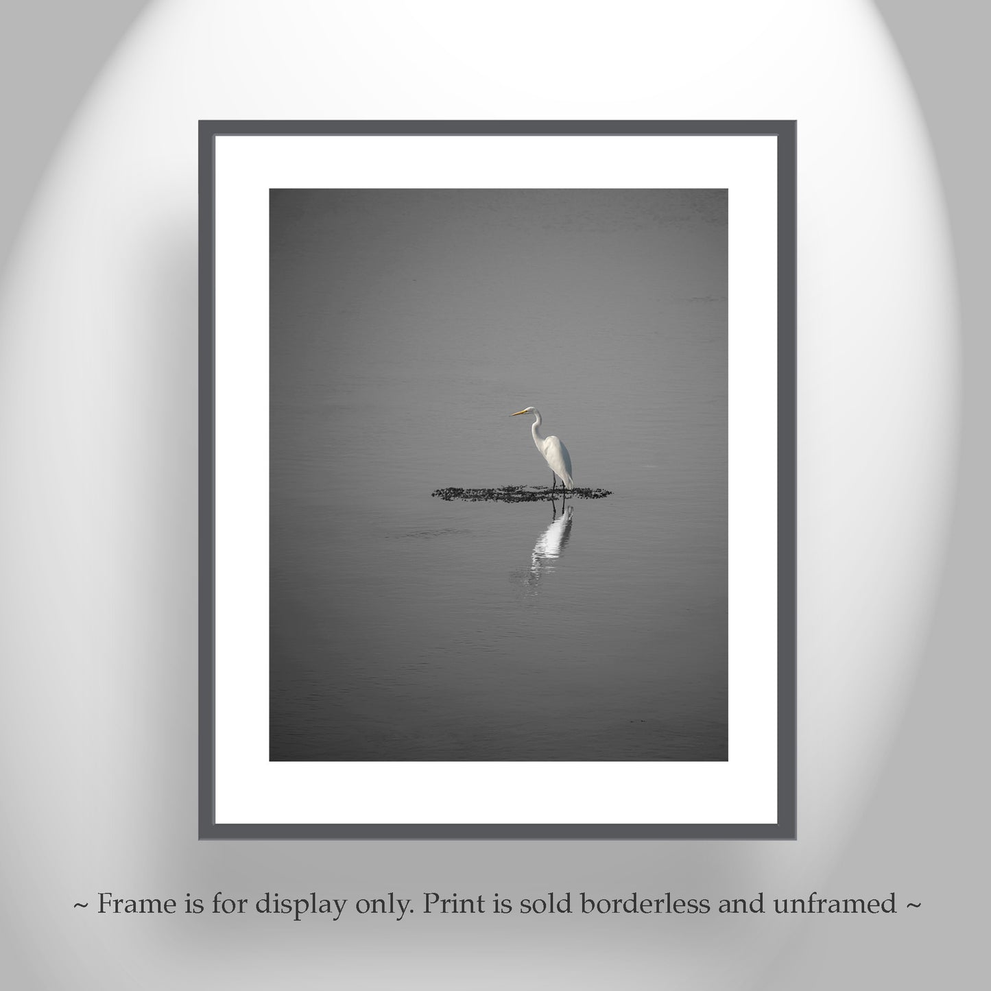 Egret Bird Art as Minimalist Wildlife Decor in Black and White
