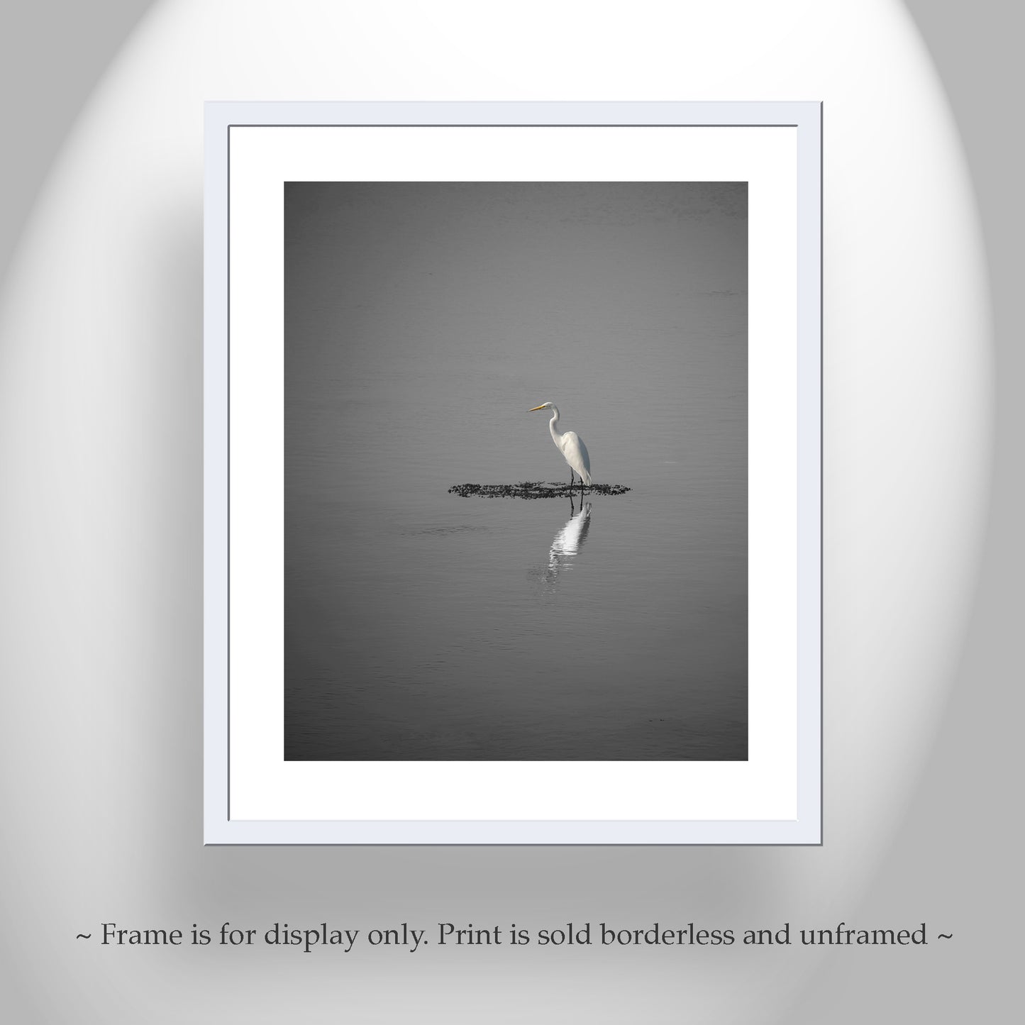 Egret Bird Art as Minimalist Wildlife Decor in Black and White