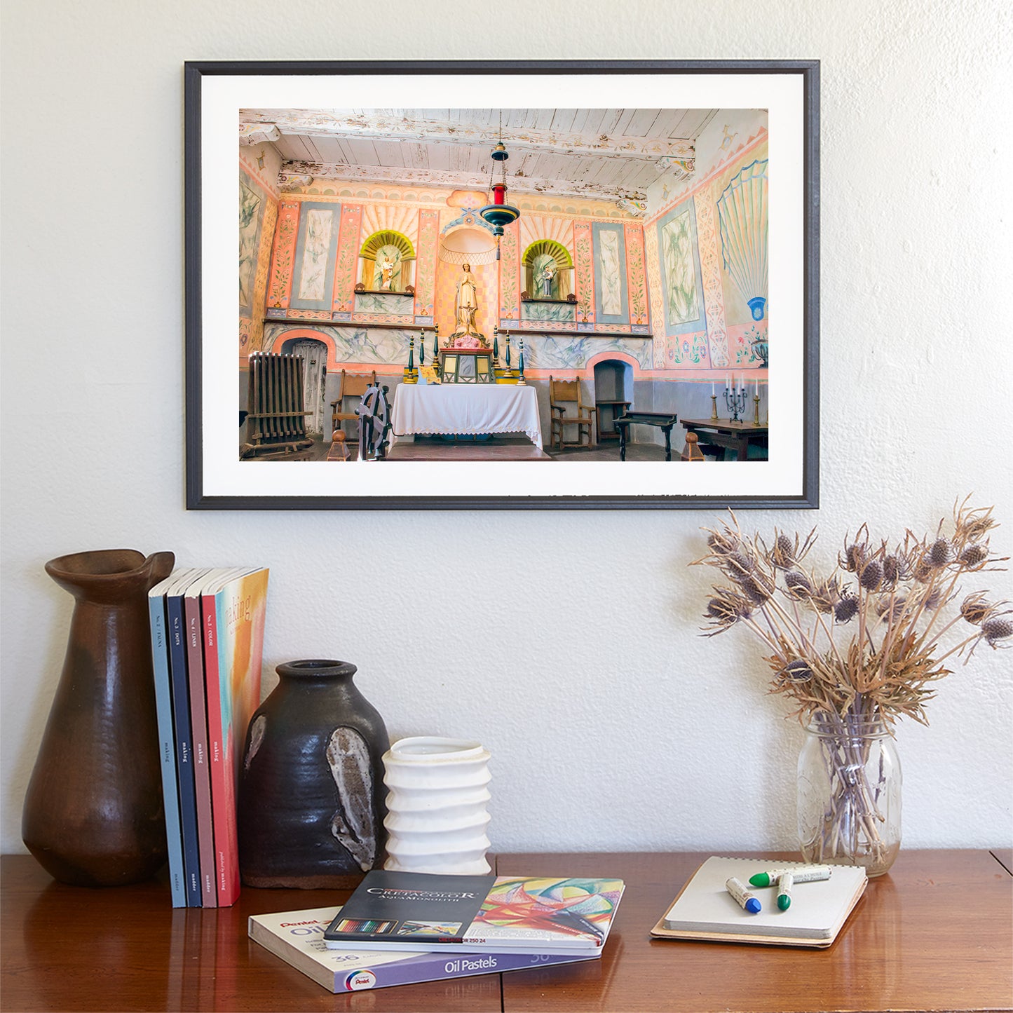 La Purisima Spanish Mission Chapel Interior | Lompoc California Art Gift