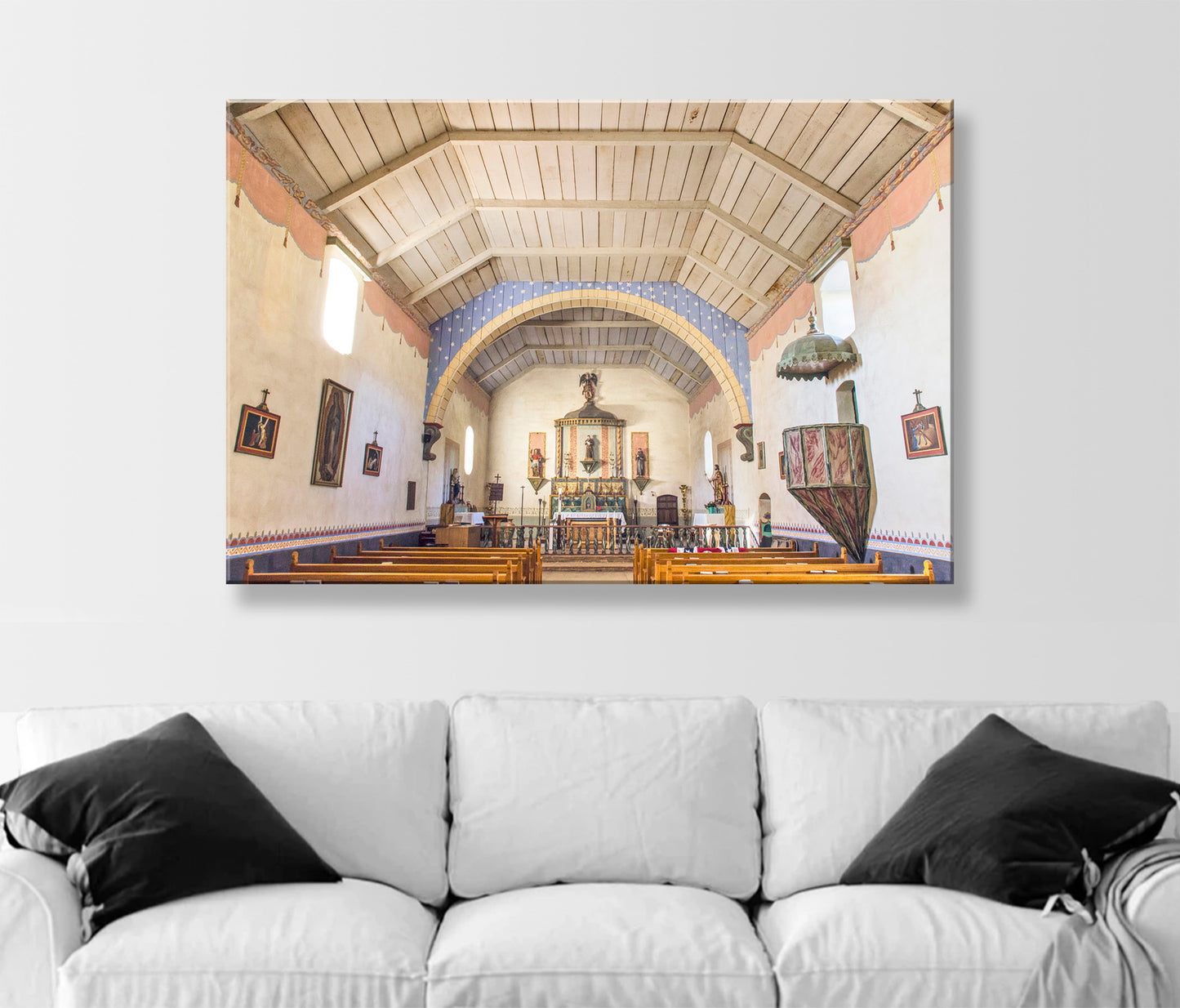 Lompoc Mission Interior Picture as Wall Decor Architecture Art