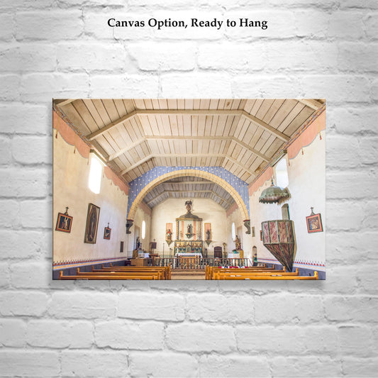 Lompoc Mission Interior Art Print | California Church Architecture Photo