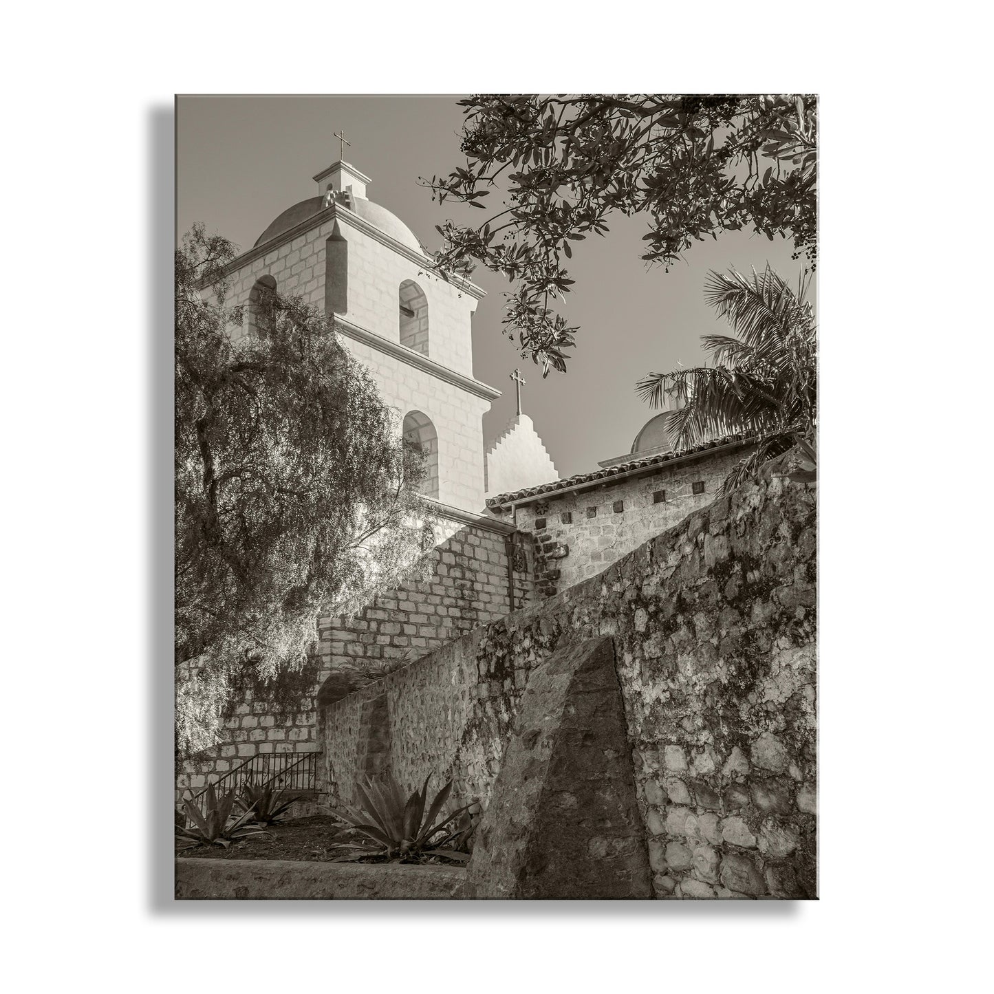 Mission Santa Barbara California Travel Art in Vintage Sepia Tone