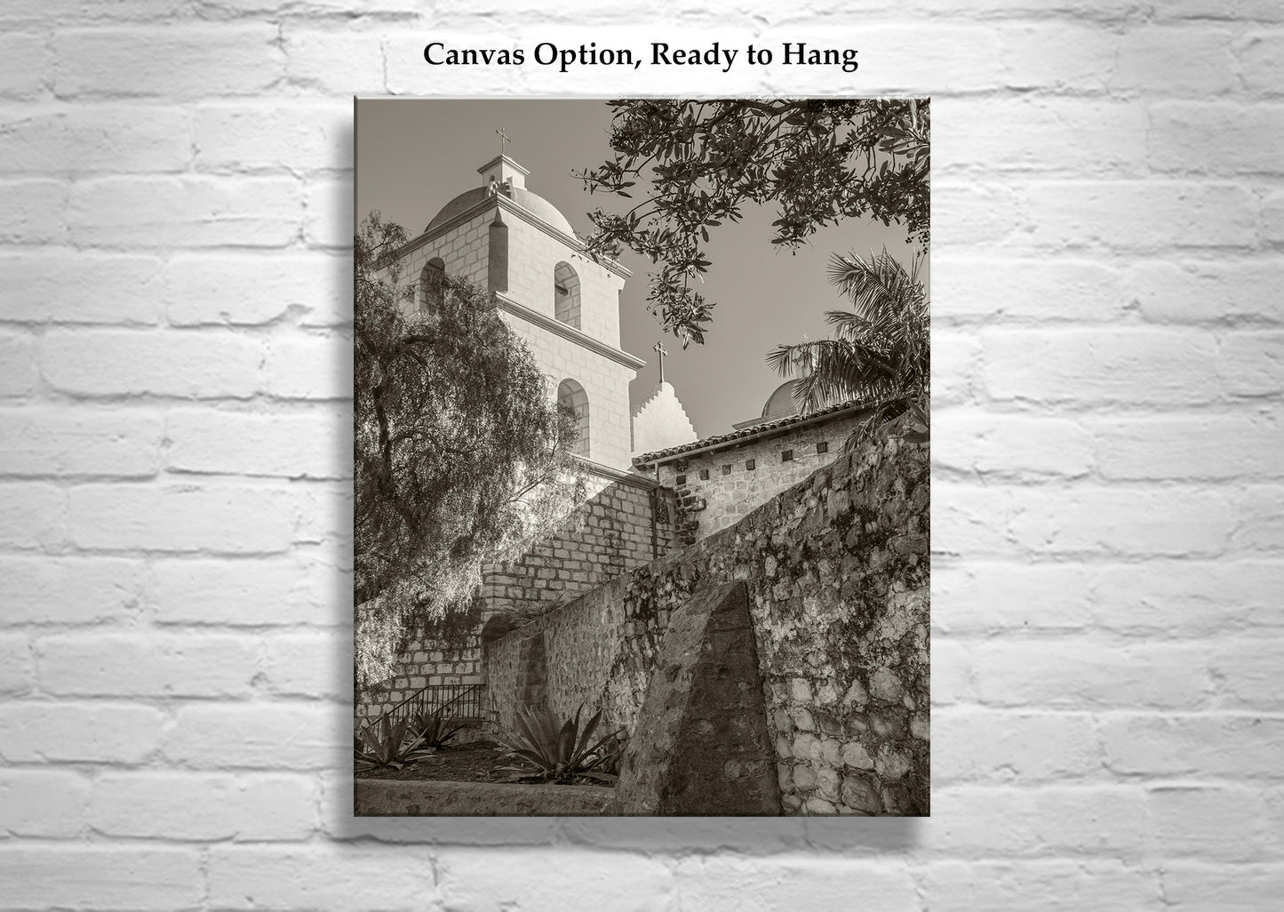 Mission Santa Barbara California Travel Art in Vintage Sepia Tone