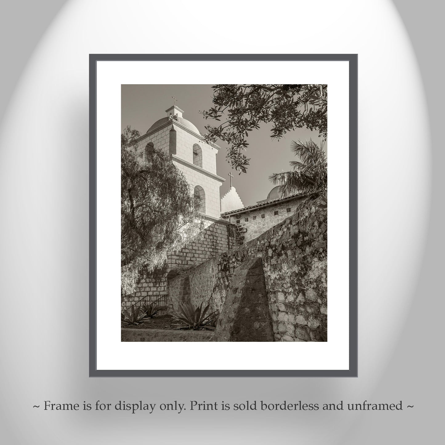 Mission Santa Barbara California Travel Art in Vintage Sepia Tone
