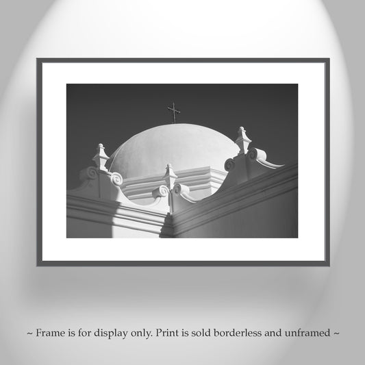 San Xavier Mission Black & White Art - Tucson Arizona Church Print