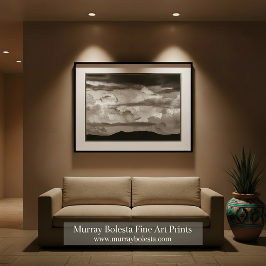 Black and white landscape with clouds and mountains. Storm Cloud Photography in Black and White as Wall Decor by Murray Bolesta